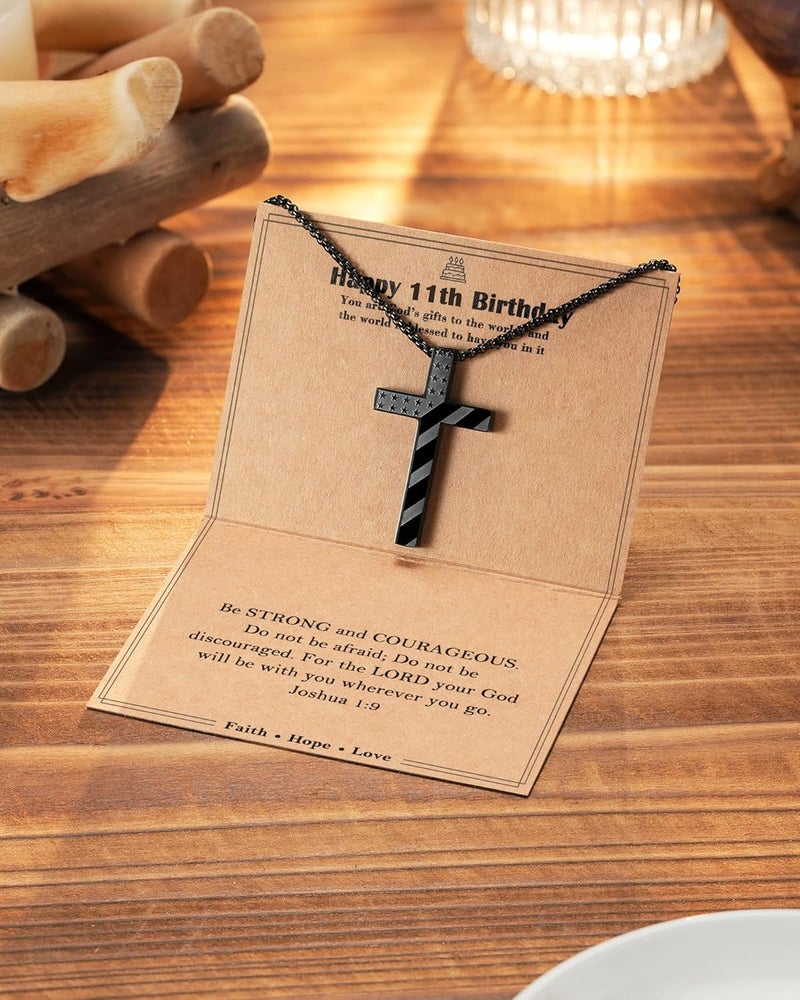 Tarsus Happy 8-16 Year Old Boy Birthday Gifts, Cross Necklace Gifts for Son Grandson Nephew Boys - Image 5